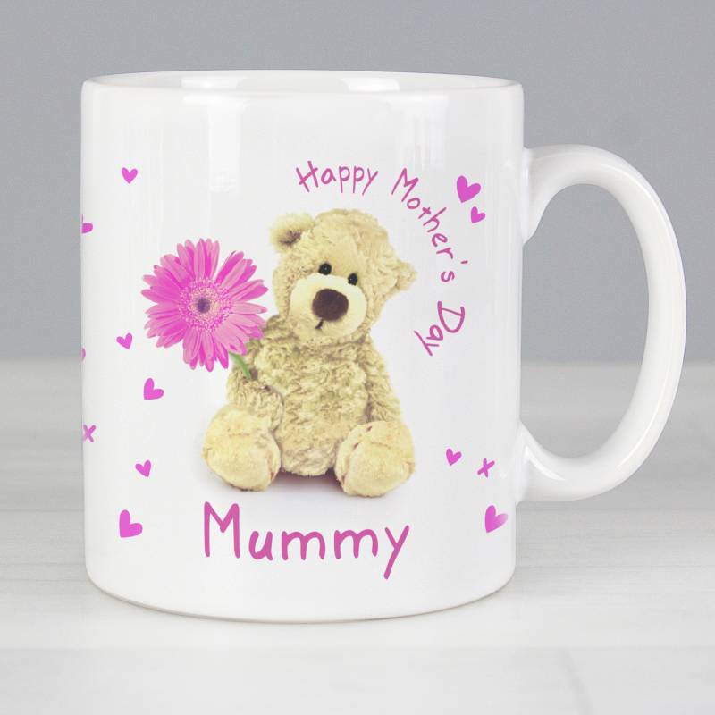 Personalised Teddy Flower Mug