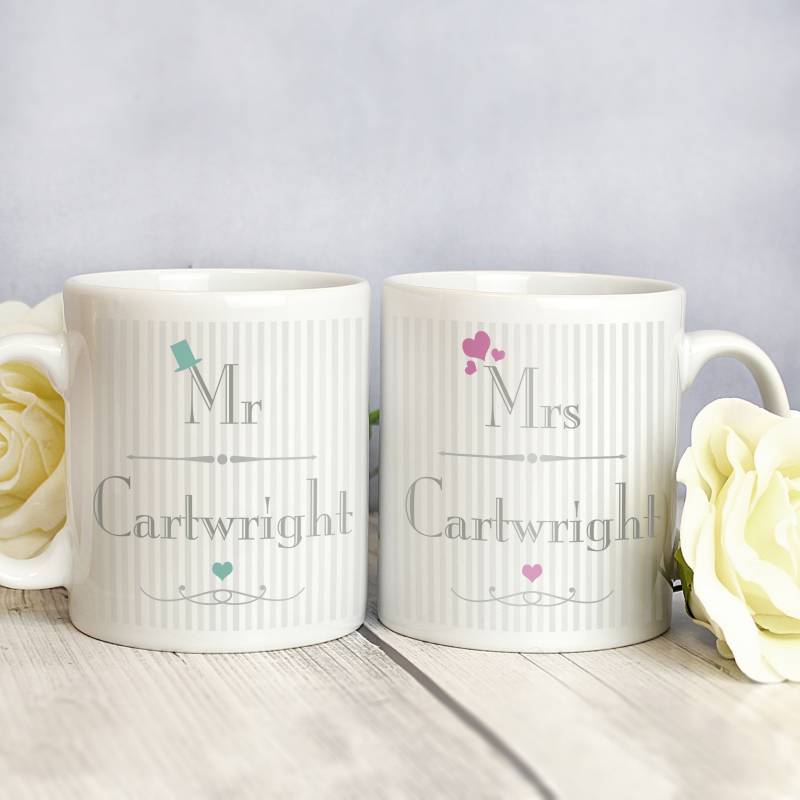 Personalised Wedding Mr & Mrs Mug Set