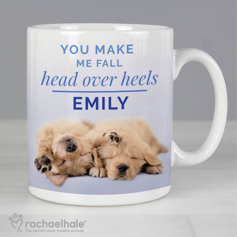 Personalised Rachael Hale Head Over Heels Puppy Mug