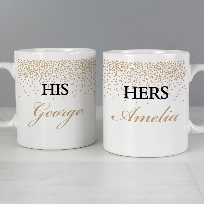 Personalised Gold Confetti Mug Set