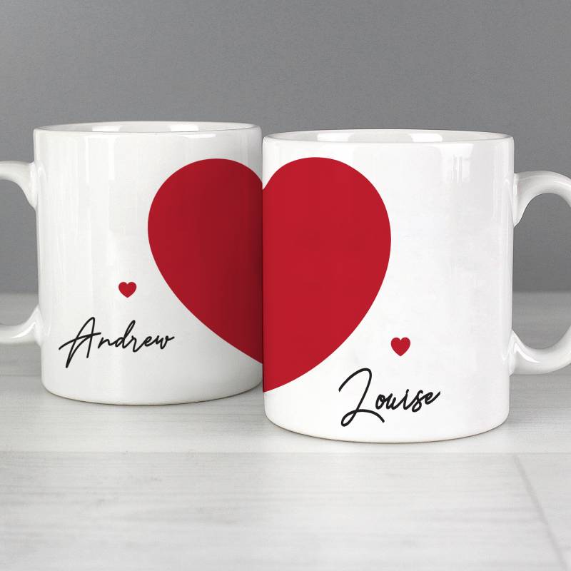 Personalised Two Hearts Mug Set