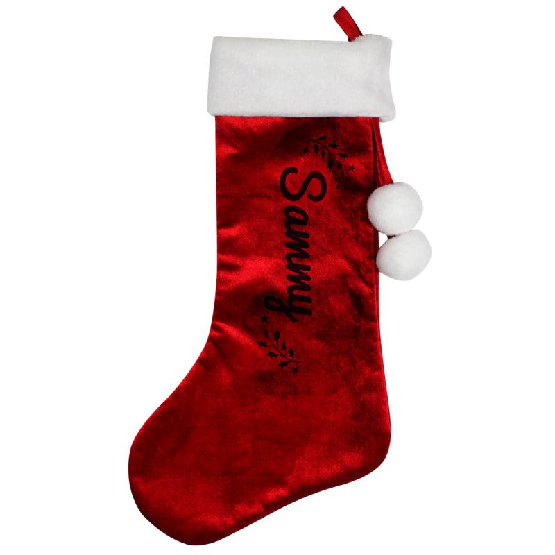 Personalised Holly Red Christmas Stocking