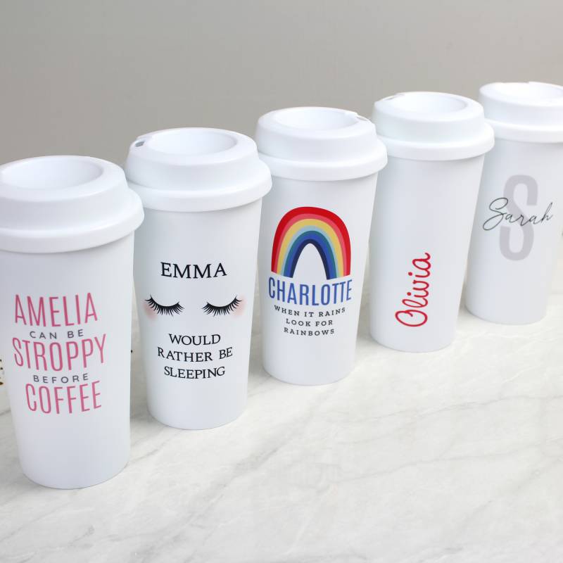 Personalised Initial & Name Double Walled Travel Mug