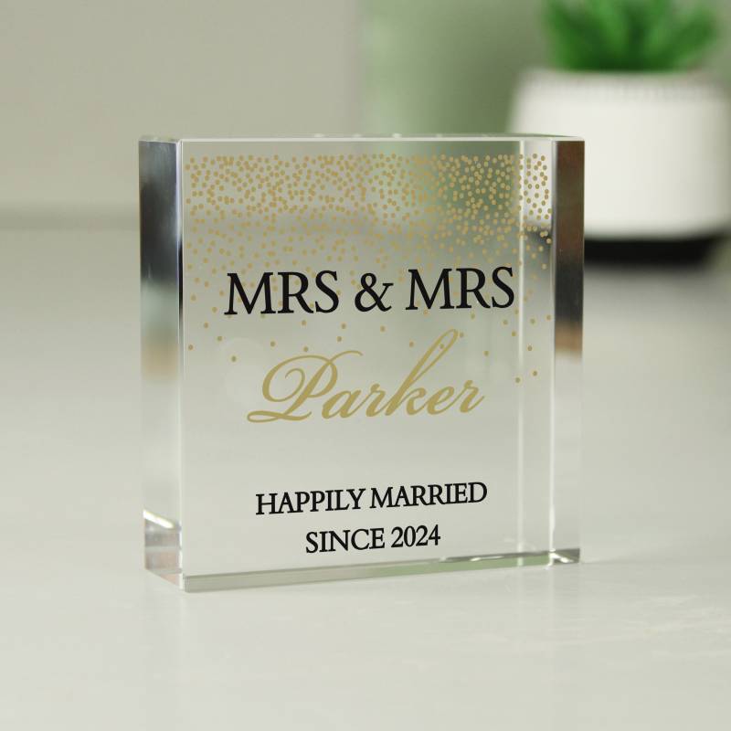 Personalised Gold Confetti Large Crystal Token