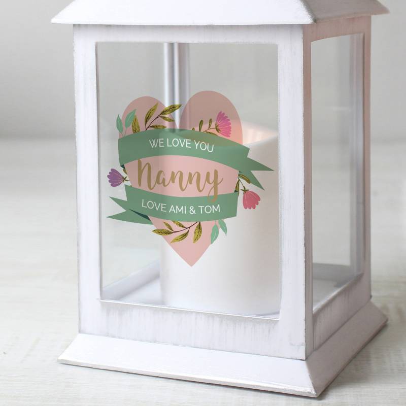 Personalised Floral Mother's Day White Lantern