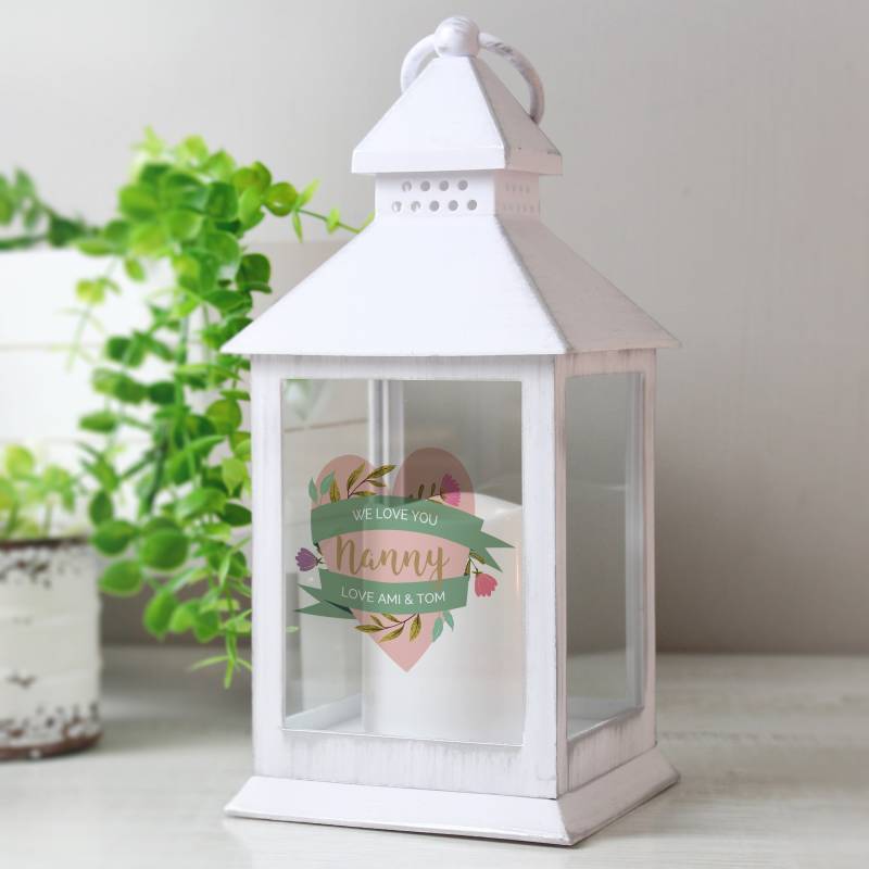 Personalised Floral Mother's Day White Lantern