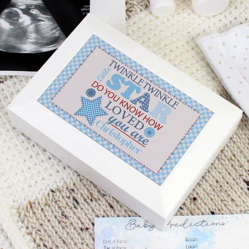 Personalised Boys White Keepsake Box