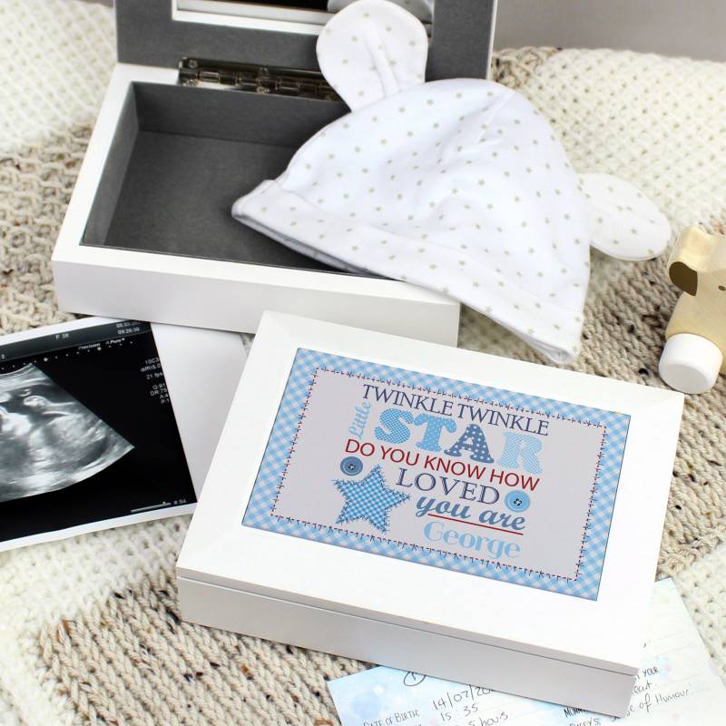 Personalised Boys White Keepsake Box