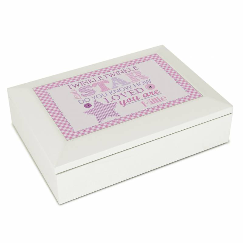 Personalised Girls White Keepsake Box