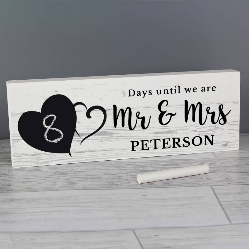 Personalised Rustic Chalk Countdown Wooden Block Sign