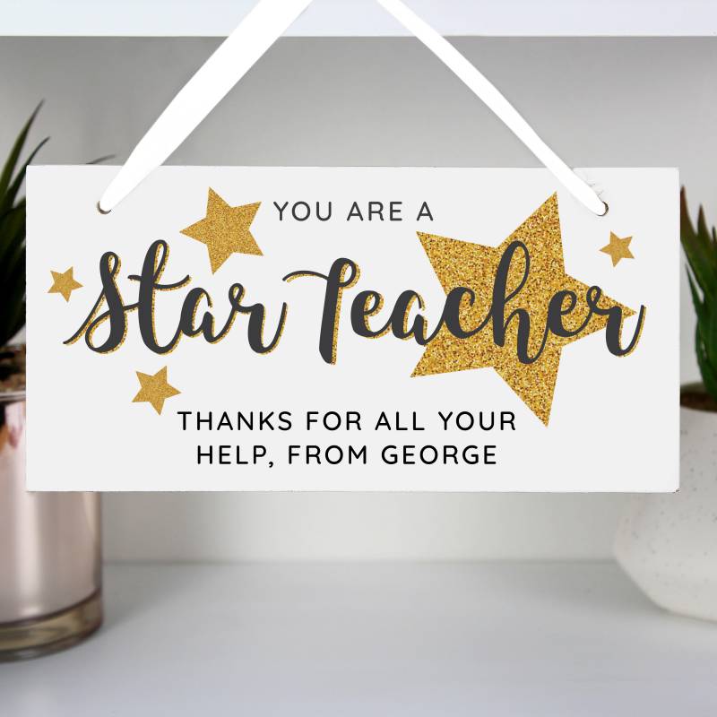 Personalised ""You Are A Star Teacher"" Wooden Sign