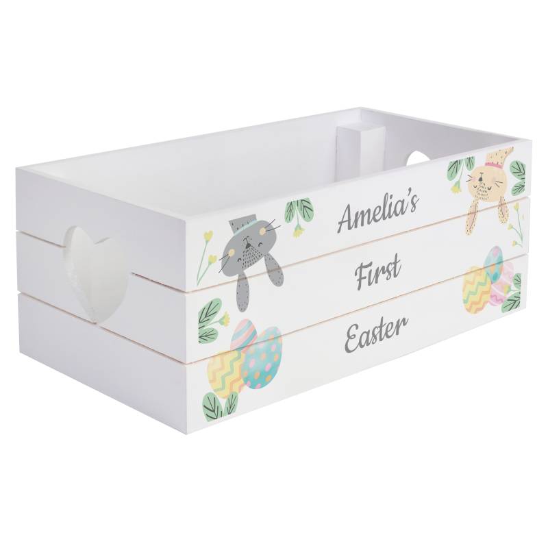 Personalised Easter White Wooden Crate