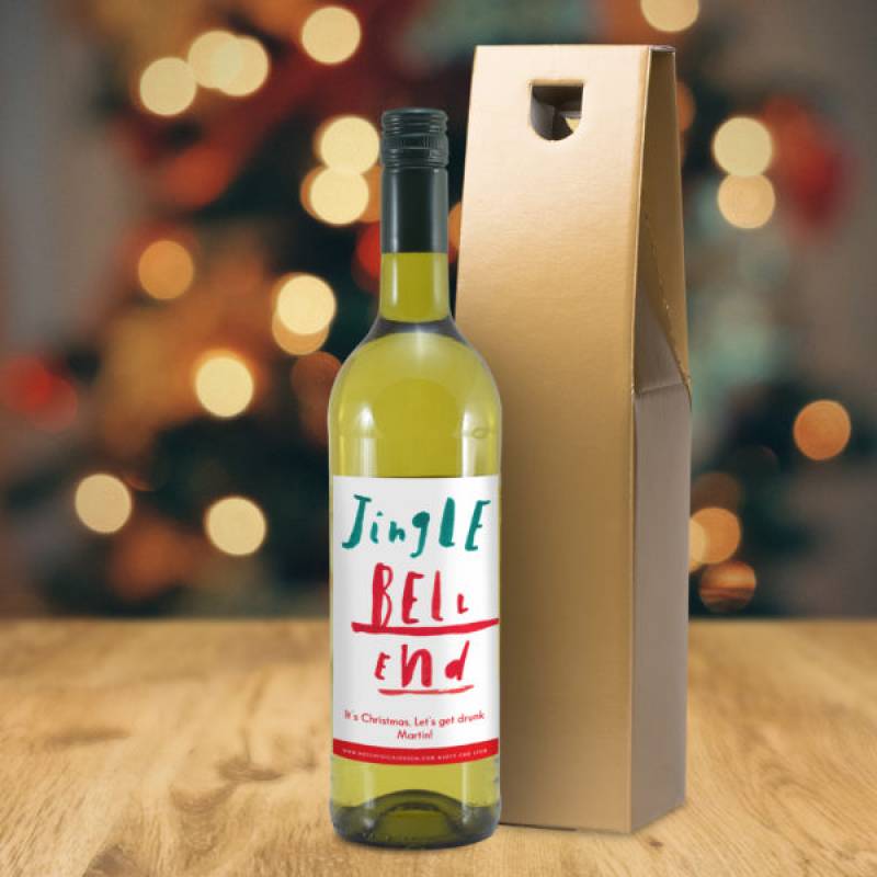 Personalised Jingle Bell End White Wine