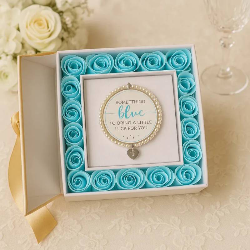 Something Blue Bridal Pearl Bracelet Gift Set