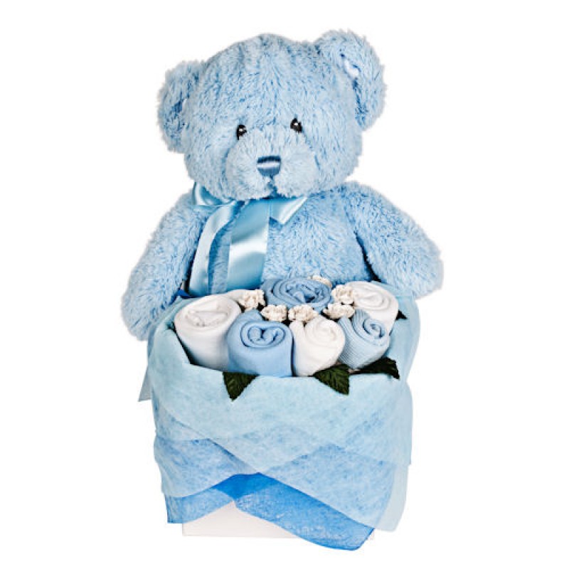 Blue Teddy Bouquet Box