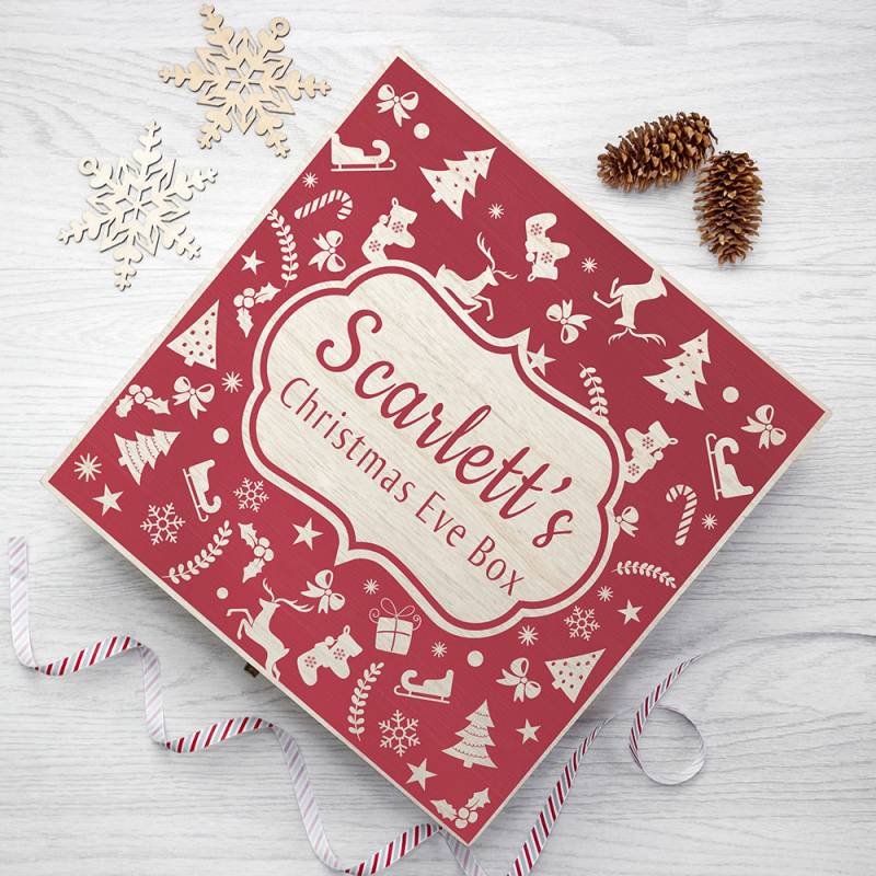 Personalised Christmas Eve Box With Festive Pattern