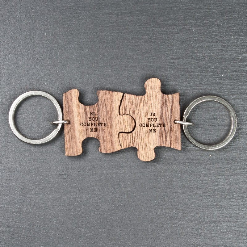 Personalised You Complete Me Romantic Jigsaw Keyring Funky Hampers