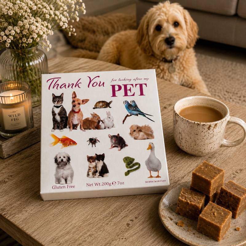 Thank You for Looking After My Pet Vanilla Fudge Gift Box – 200g Gluten Free Fudge Thank You for Looking After My Pet Vanilla Fudge Gift Box – 200g Gluten Free Fudge