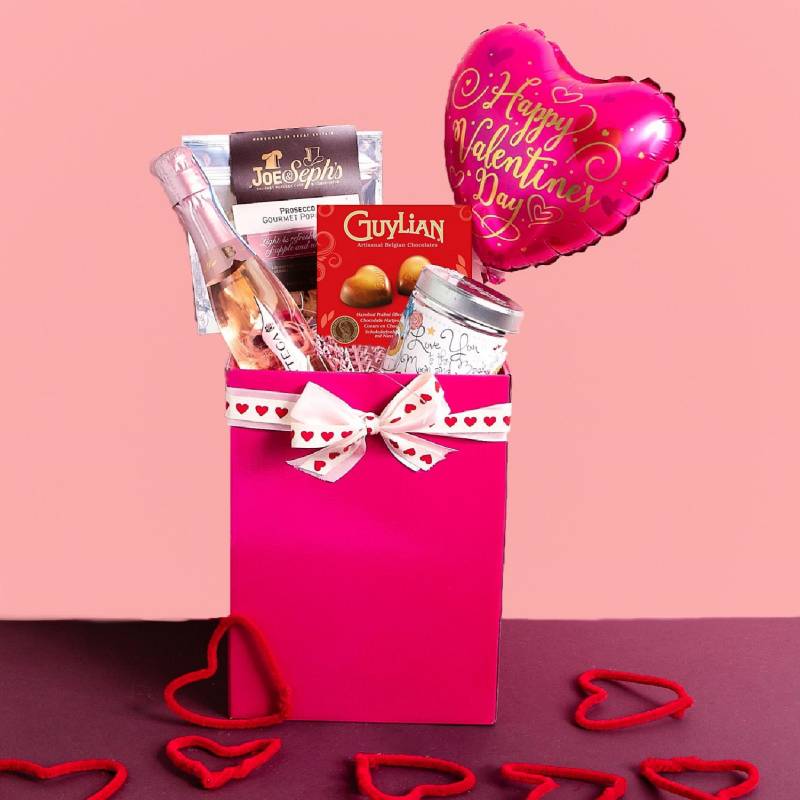 Happy Valentines Day Balloon and Prosecco Treats Box