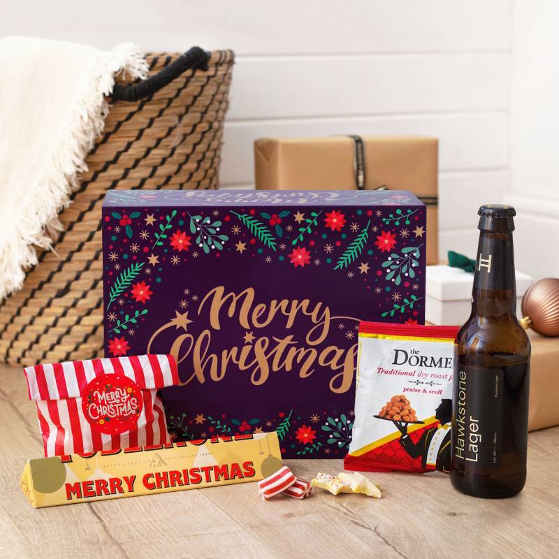 Merry Christmas Beer & Snacks Gift Set